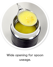 Wide opening for spoon useage.