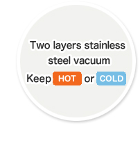 Two layers stainless steel vacuum
Keep HOT or COLD